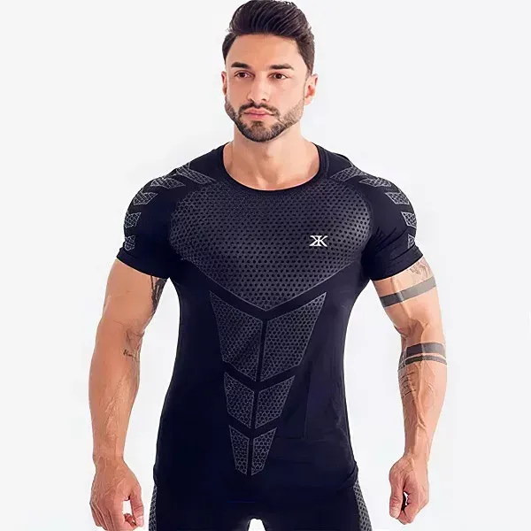 Fitnessstudio-T-Shirt, Sport-T-Shirt, Kompressions-T-Shirt, T-Shirt für das Training, Fitness-T-Shirt