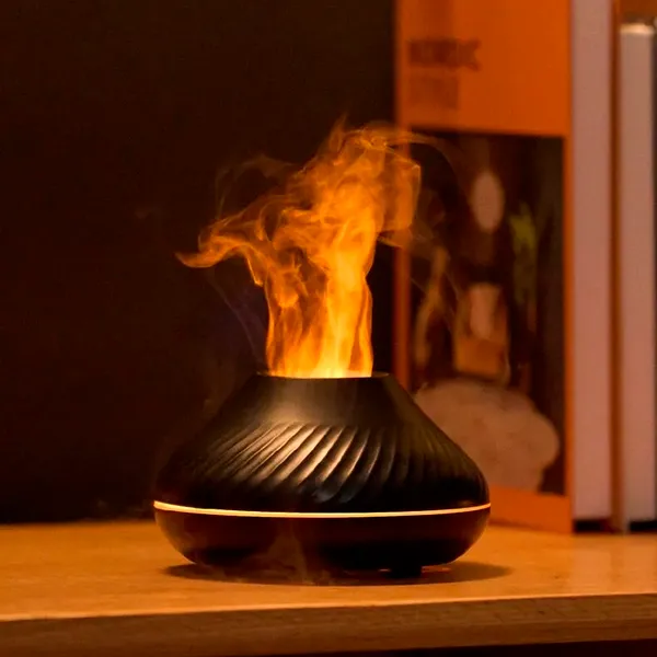 Luftbefeuchter, Aromadiffusor, Luftbefeuchter, Luftbefeuchter für ätherische Öle, Flammenbefeuchter, Aromatherapie-Luftbefeuchter Schwarz Weiß