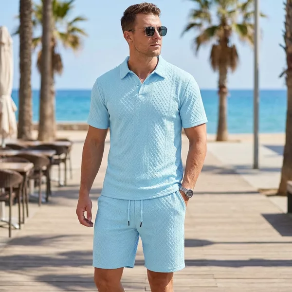 casual polo shirt shorts set, shorts and a polo shirt, matching polo shirt and shorts